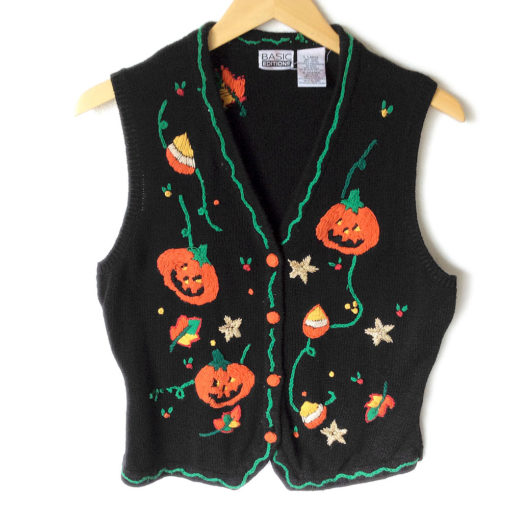 Pumpkins on The Vine Tacky Halloween Ugly Sweater Vest