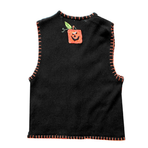 Sad Blockhead Pumpkins Tacky Halloween Ugly Sweater Vest