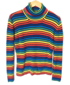 Tommy Hilfiger Ribbed Rainbow Pride Turtleneck Ugly Sweater