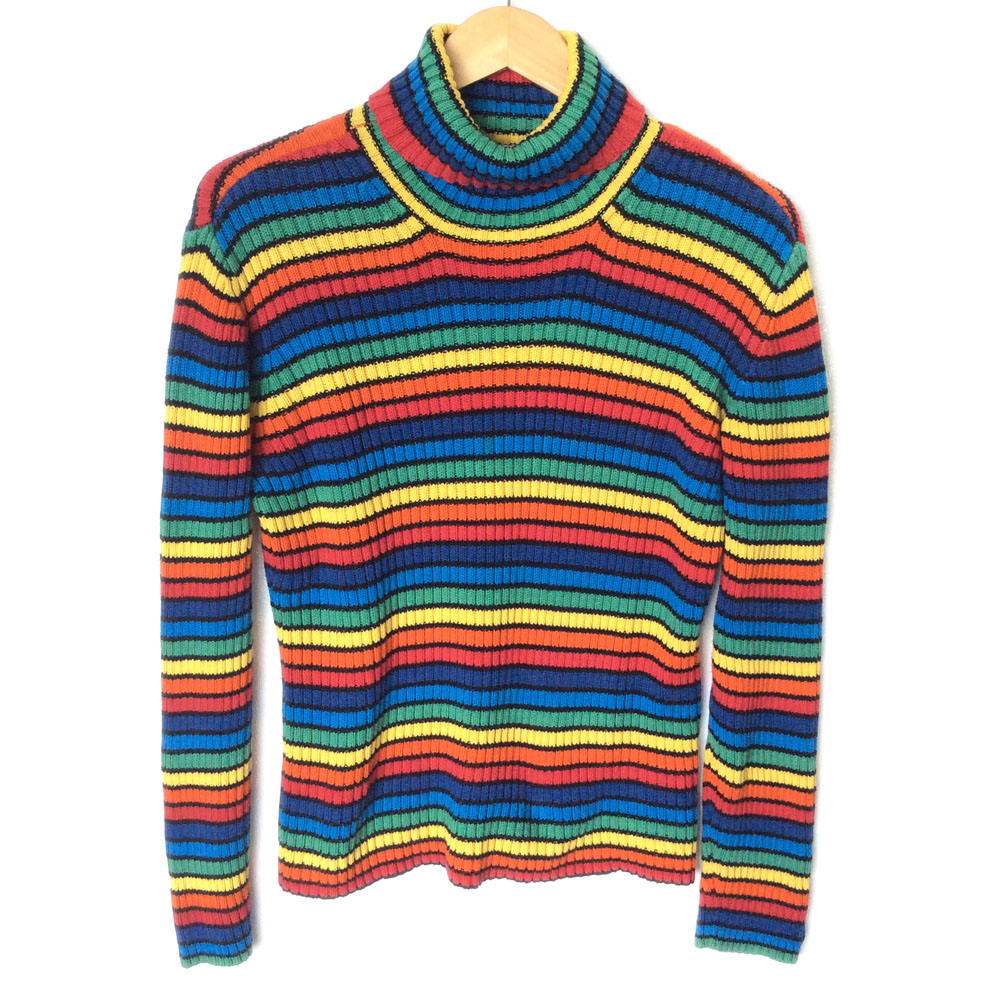 Tommy Hilfiger Ribbed Rainbow Pride Turtleneck Ugly Sweater - The Ugly ...