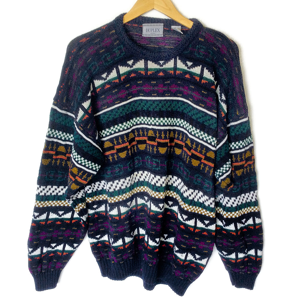 Tribal Aztec Cotton Blend Oversized Slouchy Ugly Ski Sweater - The Ugly ...