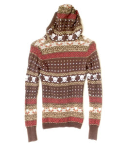 Billabong Skull Hoodie Brown Ugly Christmas Sweater
