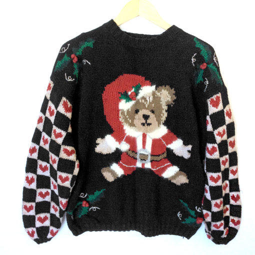 Come To Teddy Bear Vintage 80s Tacky Ugly Christmas Sweater