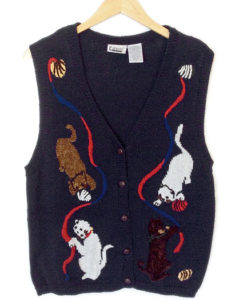 Deformed Kitty Cats Tacky Ugly Sweater Vest