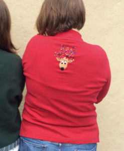 Embroidered Reindeer Tacky Ugly Christmas Shirt
