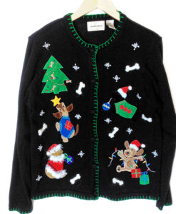 Gone To The Dogs Tacky Ugly Christmas Sweater