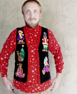 Humping Teddy Bear Tacky Ugly Christmas Sweater Vest