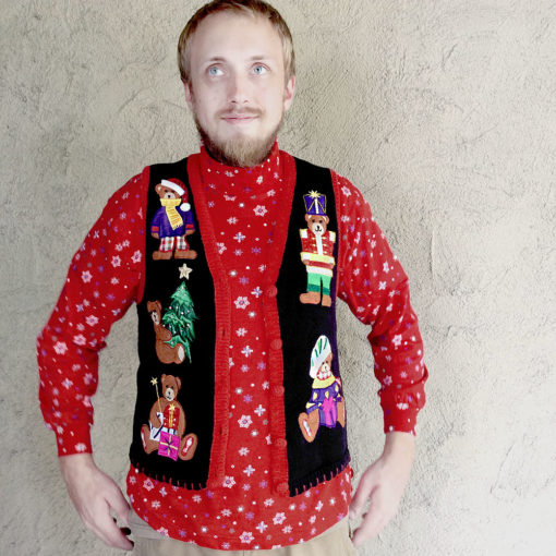 Humping Teddy Bear Tacky Ugly Christmas Sweater Vest