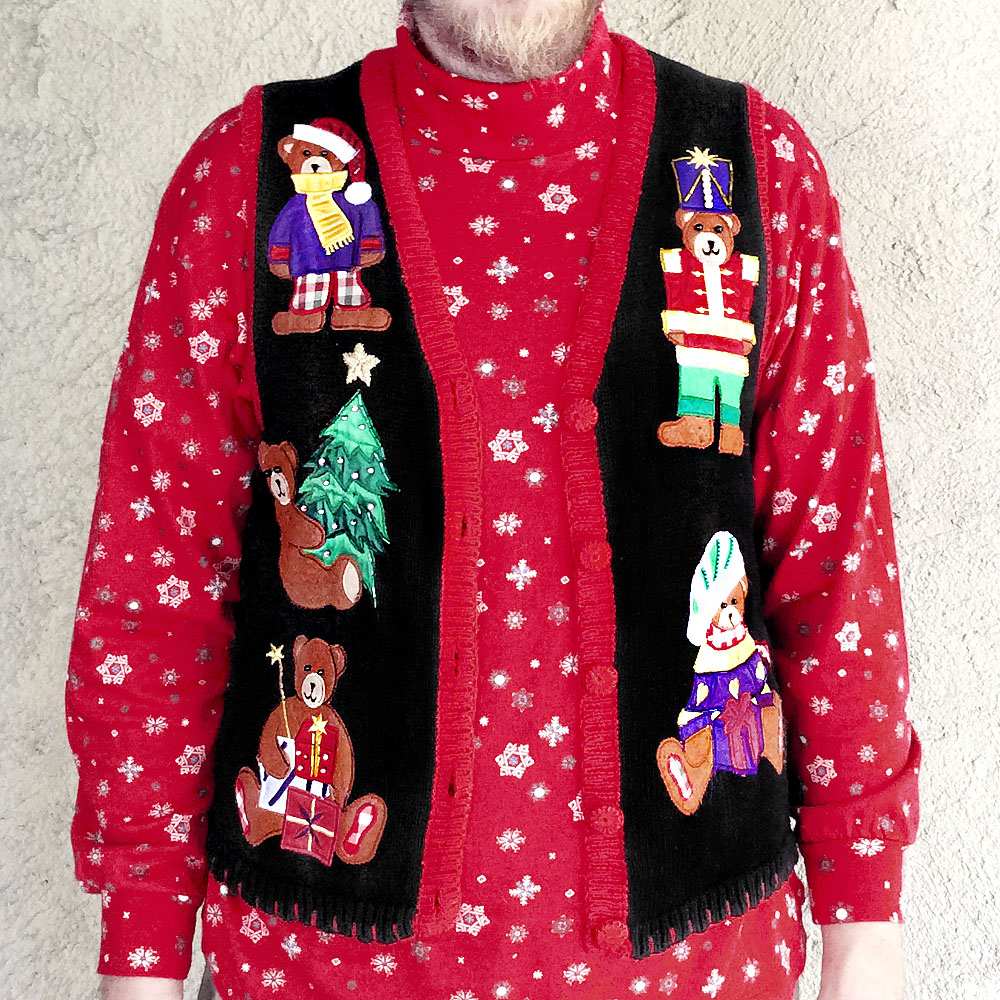 Humping Teddy Bear Tacky Ugly Christmas Sweater Vest - S - The Ugly ...