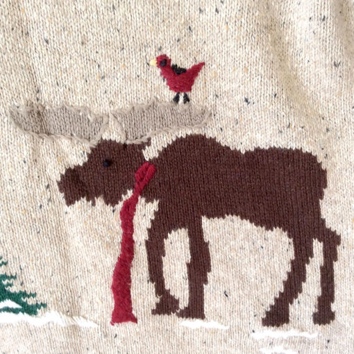 Moose and Cardinal Tacky Ugly Christmas Sweater