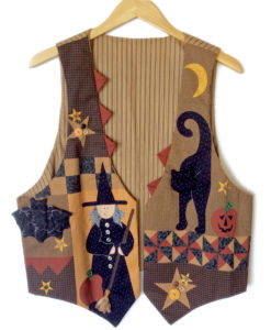 Puffy Face Cat & Puffy Bat Tacky Ugly Halloween Vest