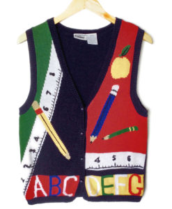 Rulers and Pencils Teacher Tacky Ugly Sweater Vest