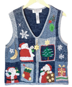 Santa's Busy Day Tacky Ugly Christmas Sweater Vest