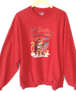 Santa's Little Kitty Helper Tacky Ugly Christmas Sweatshirt
