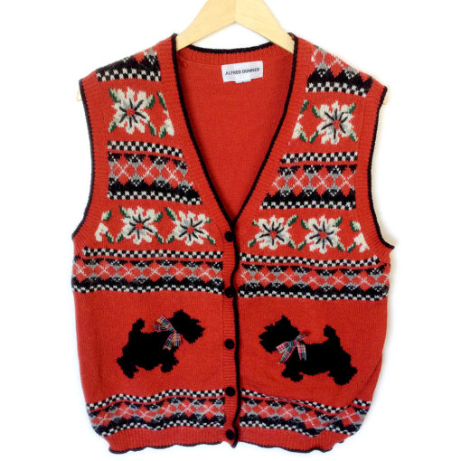 Scottie Dogs and Plaid Tacky Ugly Christmas Sweater Vest