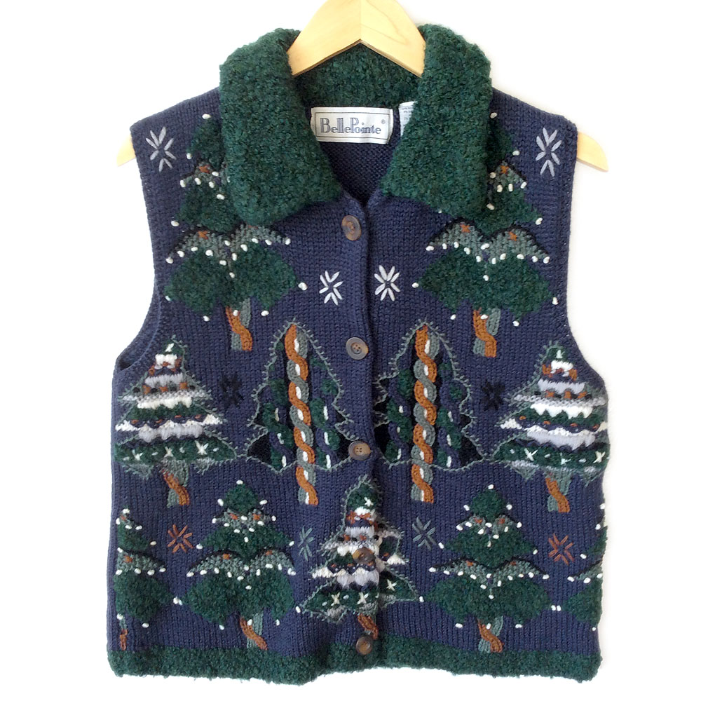 Shaggy Christmas Trees Tacky Ugly Christmas Sweater Vest - The Ugly ...