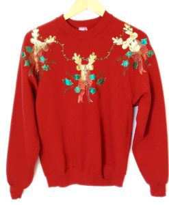 Shredded DIY Golden Reindeer Tacky Ugly Christmas Sweatshirt