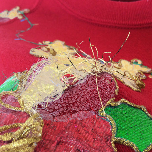 Shredded DIY Golden Reindeer Tacky Ugly Christmas Sweatshirt