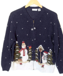 Snowmen and Birdhouses Tacky Ugly Christmas Sweater