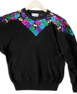 Vintage 80s Batwing Tacky Ugly Gem Sweater
