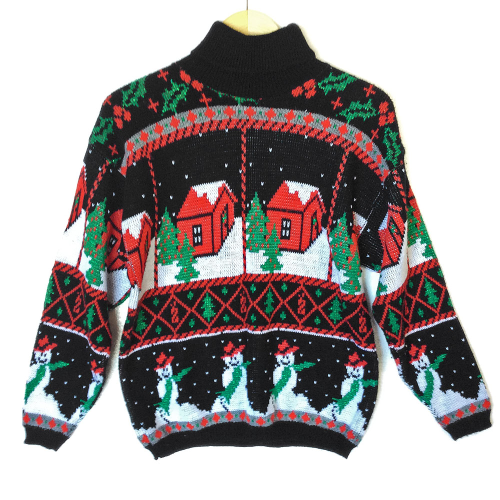 Vintage 80s Ski Lodge Tacky Ugly Christmas Sweater - The Ugly Sweater Shop
