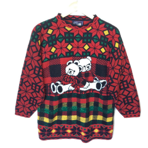 Vintage 80s Teddy Bears In Ugly Sweaters Tacky Ugly Christmas Sweater