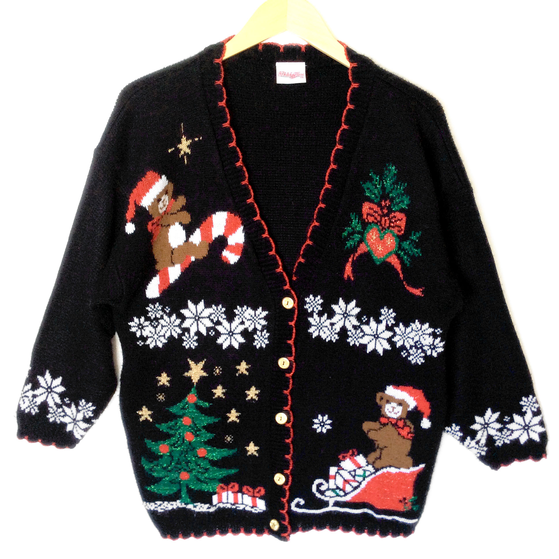 Vintage 80s Teddy Bears Tacky Sparkle Ugly Christmas Sweater - The Ugly ...