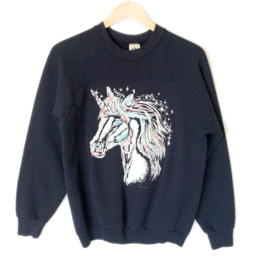Vintage 80s Unicorn Puffy Paint Ugly Sweatshirt
