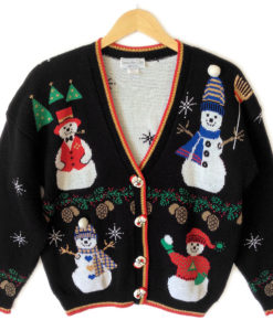 Vintage 90s Happy Snwomen Tacky Ugly Christmas Sweater