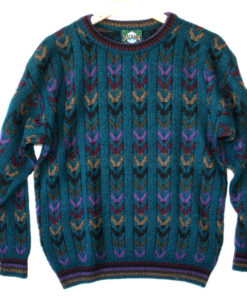 Vintage 90s Jantzen Cable Knit Chevron Cosby Ugly Sweater
