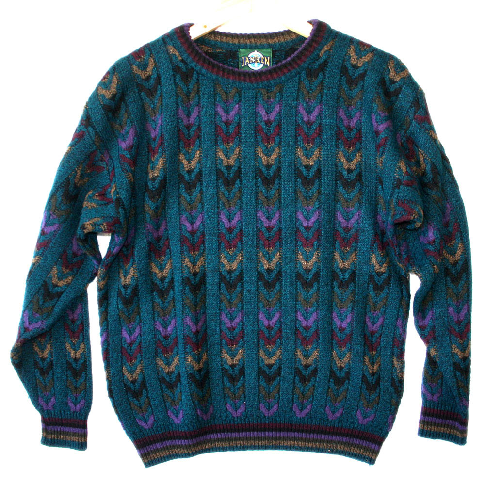 Vintage 90s Jantzen Cable Knit Chevron Cosby Ugly Sweater - The Ugly ...