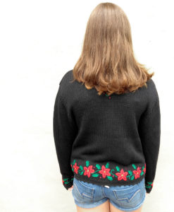 Vintage 90s Poinsettia Cascade Tacky Ugly Christmas Sweater