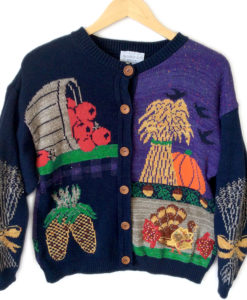 Vintage 90s Turkey and Fall Scenes Thanksgiving Ugly Sweater