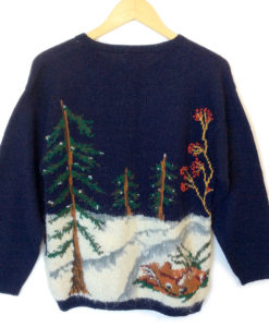 Vintage 90s Winter Woodland Scene Tacky Ugly Christmas Sweater