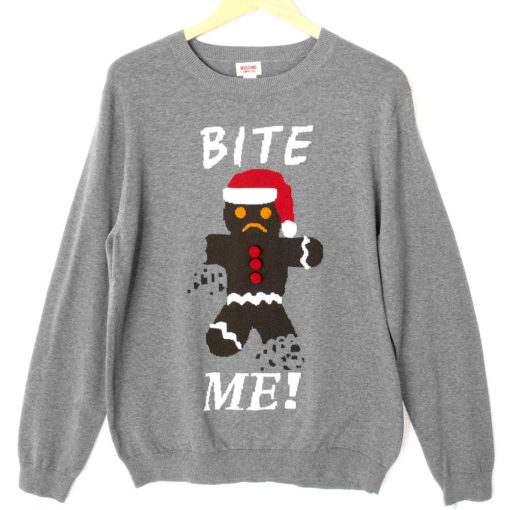 Bite Me Gingerbread Man Tacky Ugly Christmas Sweater The Ugly Sweater