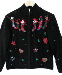 Christmas Stocking Clothesline Tacky Ugly Holiday Sweater