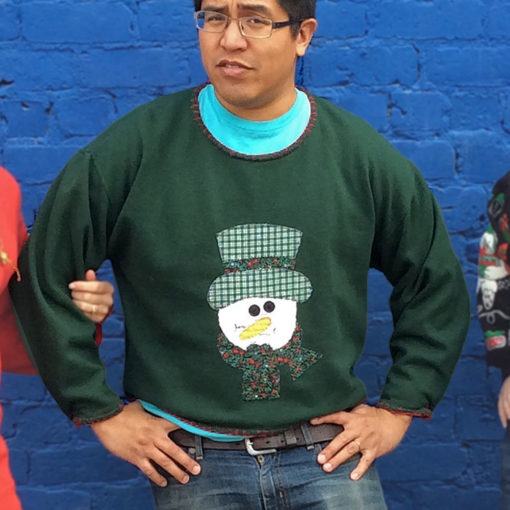 DIY Ratty Face Snowman Tacky Ugly Christmas Sweatshirt