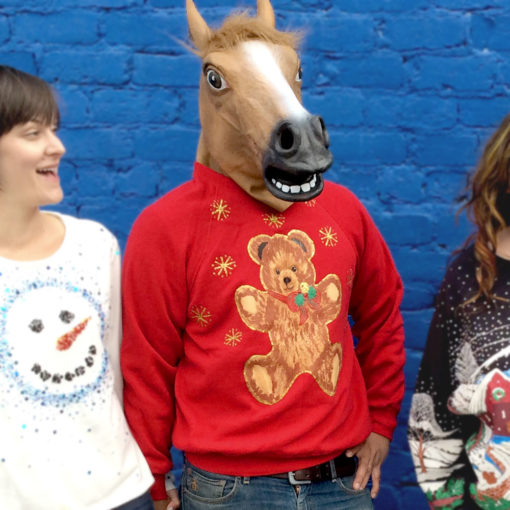 DIY Teddy Bear Glitter Snowflakes Tacky Ugly Christmas Sweatshirt
