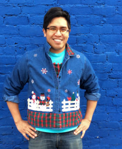 Denim Ugly Christmas Shirt with Built In Plaid Vest