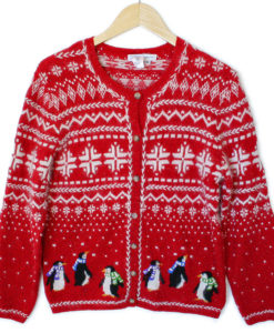 Hairy Snowflakes and Penguins Tacky Ugly Christmas Sweater