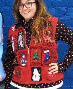 Ice Skates, Mittens and Snowmen Tacky Ugly Christmas Vest