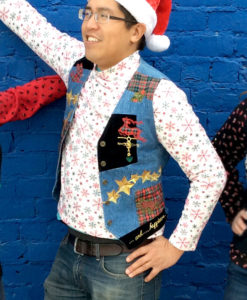 Joy Peace Love and Happiness Denim Ugly Christmas Vest