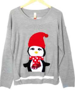 Lightweight Hi-Lo Penguin Tacky Ugly Christmas Sweater