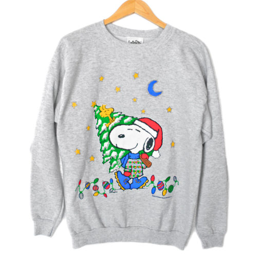 Peanuts &quot;Santa Snoopy&quot; Tacky Ugly Christmas Sweatshirt - The Ugly