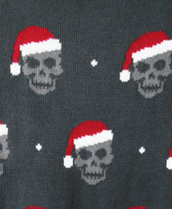 Santa Skulls Tacky Ugly Christmas Sweater - M