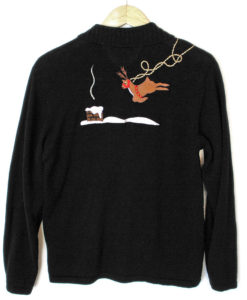 Santa and His Reindeer Tacky Ugly Christmas Sweater
