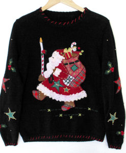 Santa's Big Candle Tacky Ugly Christmas Sweater
