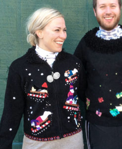 Sledding Polar Bears and Penguins Tacky Ugly Christmas Sweater
