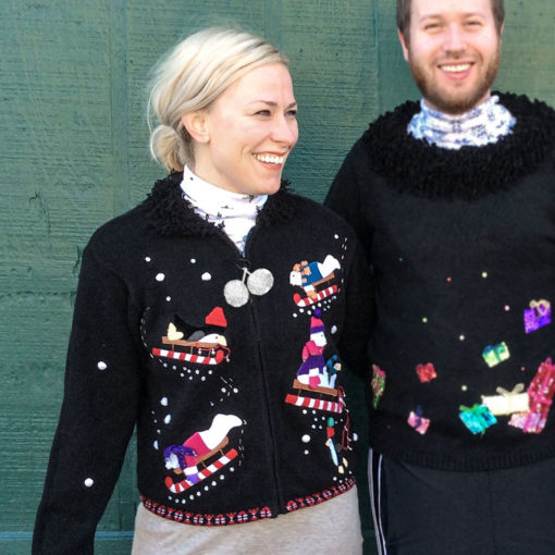 Sledding Polar Bears and Penguins Tacky Ugly Christmas Sweater - The ...