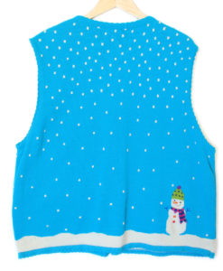 Snowmen Bright Blue Tacky Ugly Christmas Sweater Vest